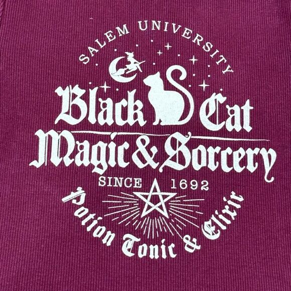 Social Culture Maroon Salem Witchcraft Cropped Ribbed Thick Tee Women’s Small - Picture 2 of 3